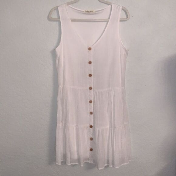 Indigo Rose White Cotton Blend Sleeveless Mini Dress Size M - Picture 1 of 8